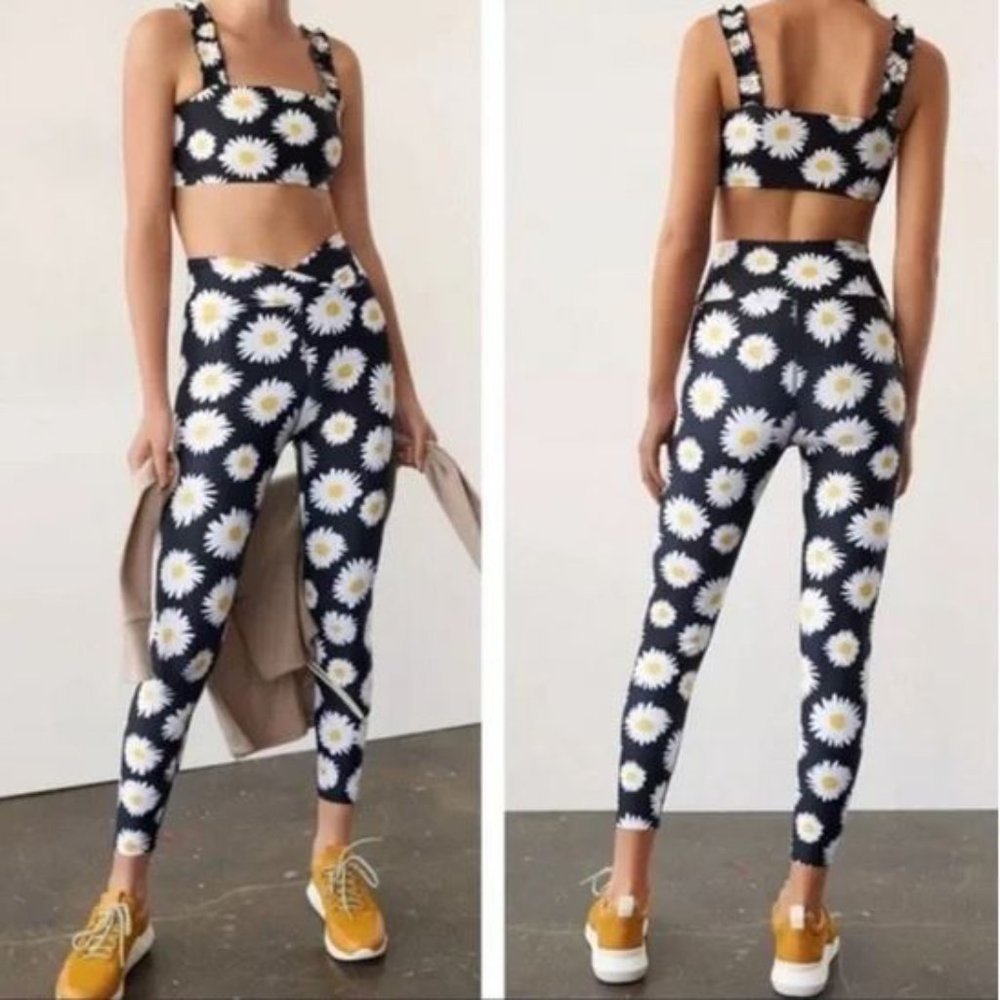 Year of Ours Daisy Veronica Leggings XS Black and Yellow Revolve